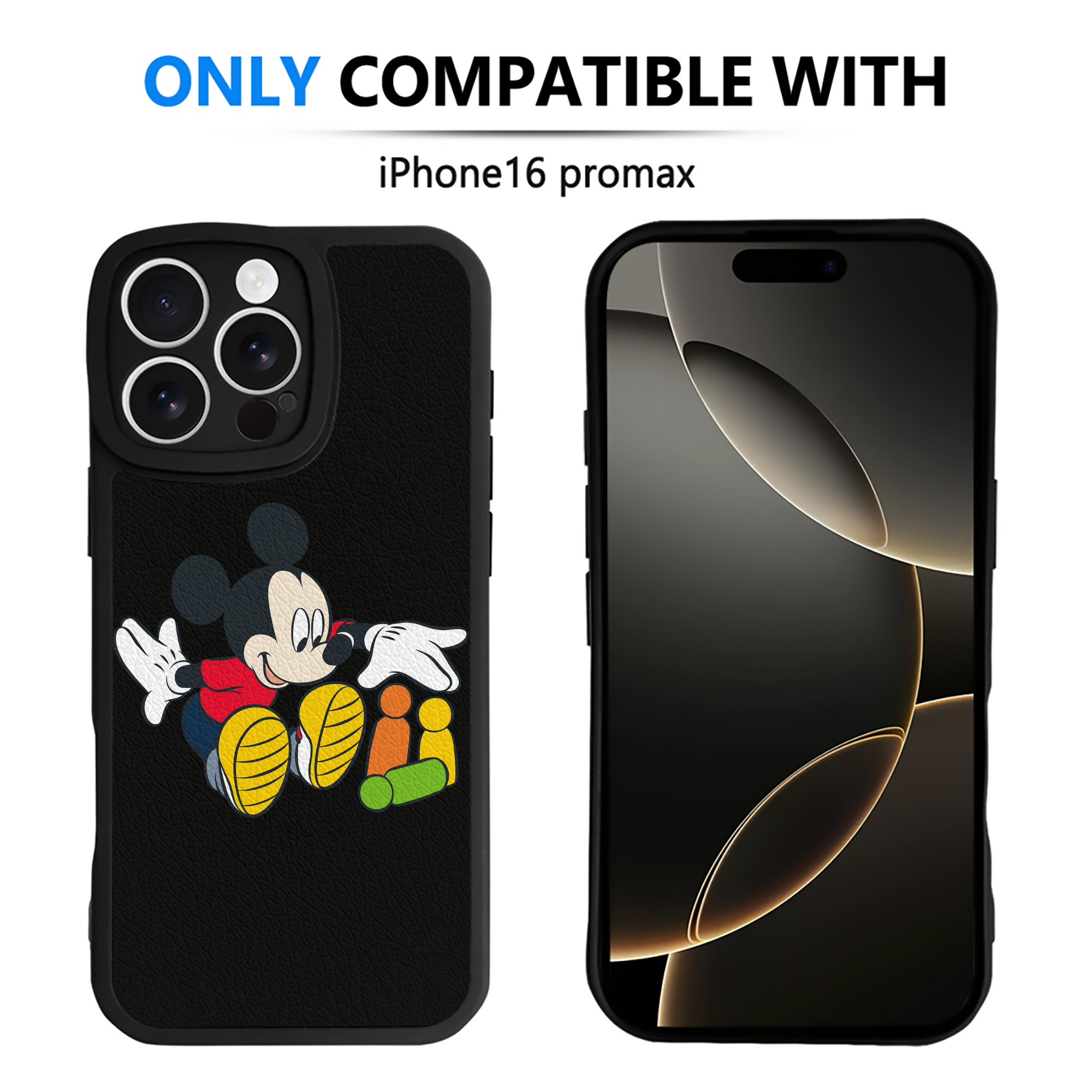 （画像用） ミッキーマウス Mickey Mouse 【iPhone 16シリーズ対応】シリコンスマホケース（レザー調） 材質：シリコン